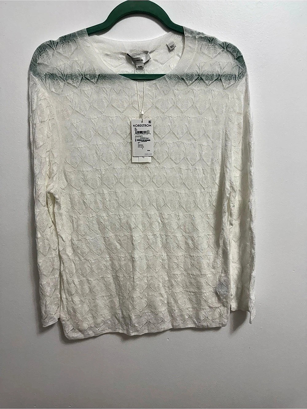 Vince Women’s Ivory/Off-White Textured Knit Crewneck Sweater NWT XL